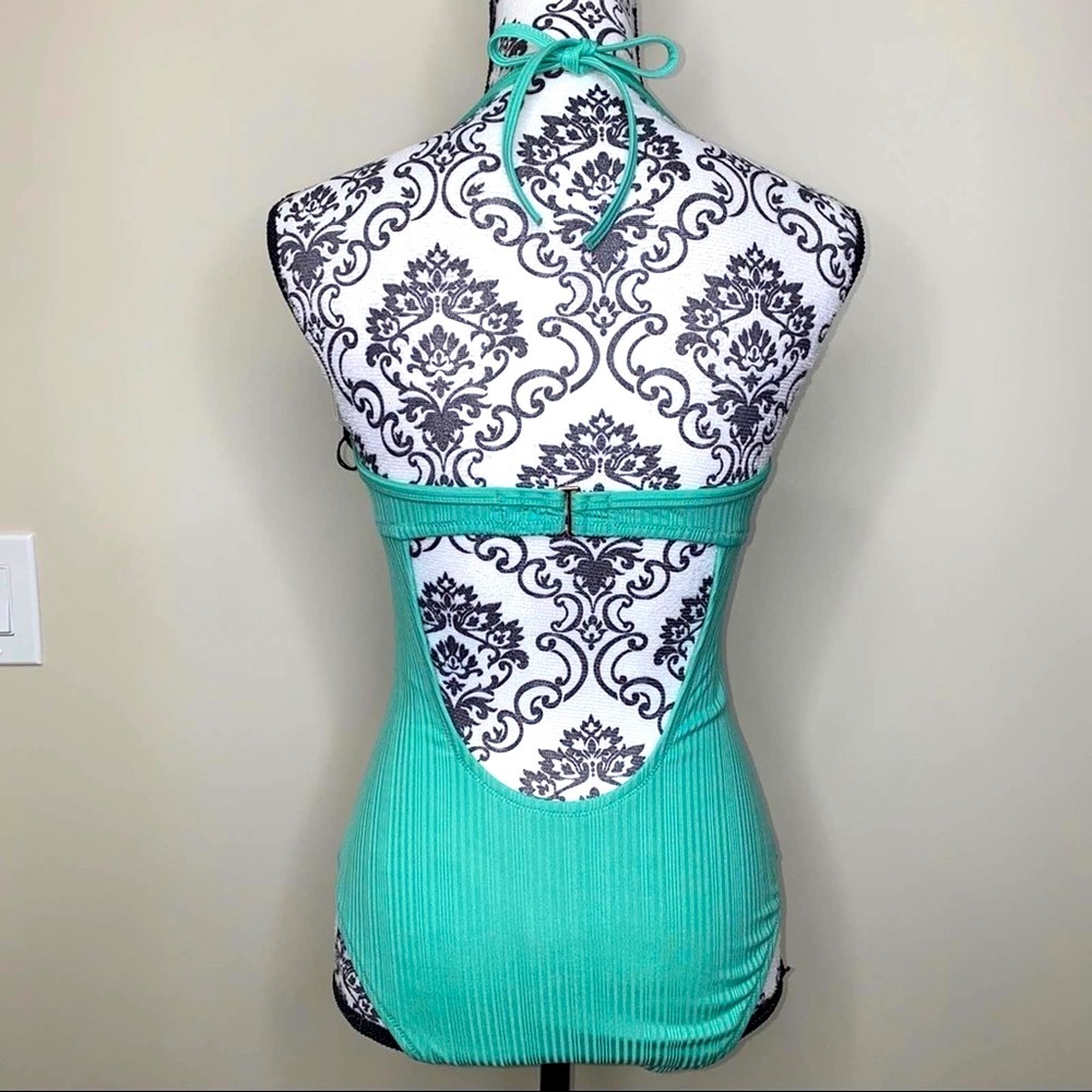 Shade and Shore Green Seafoam 1 pc Halter Bikini Bathing Suit 34B* - Picture 3 of 5
